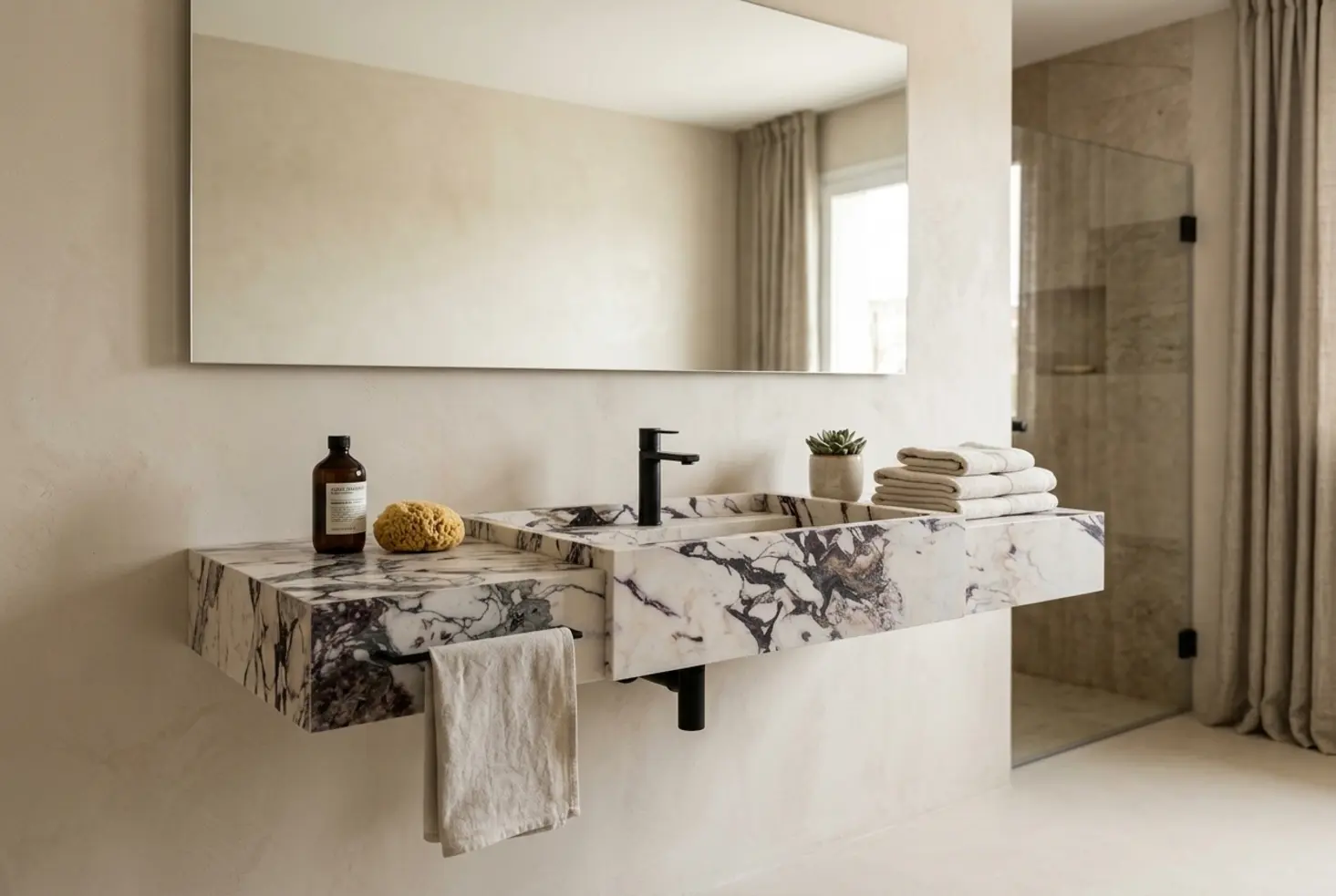 Baño tipo spa con ambiente cálido y contemporáneo