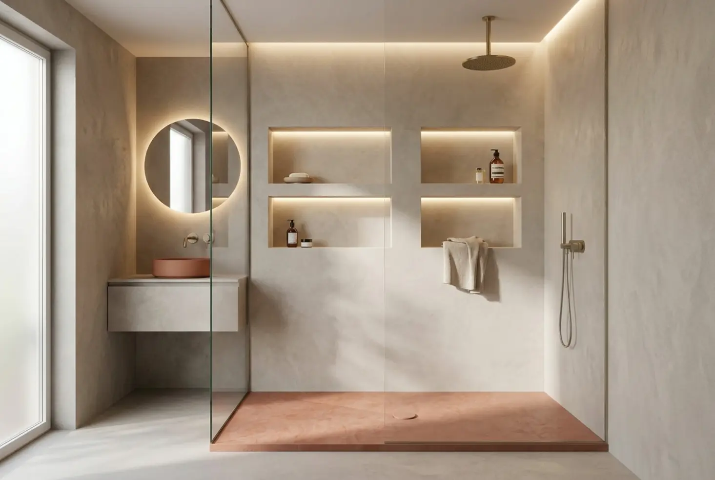 Baño pequeño con soluciones visuales para ganar amplitud