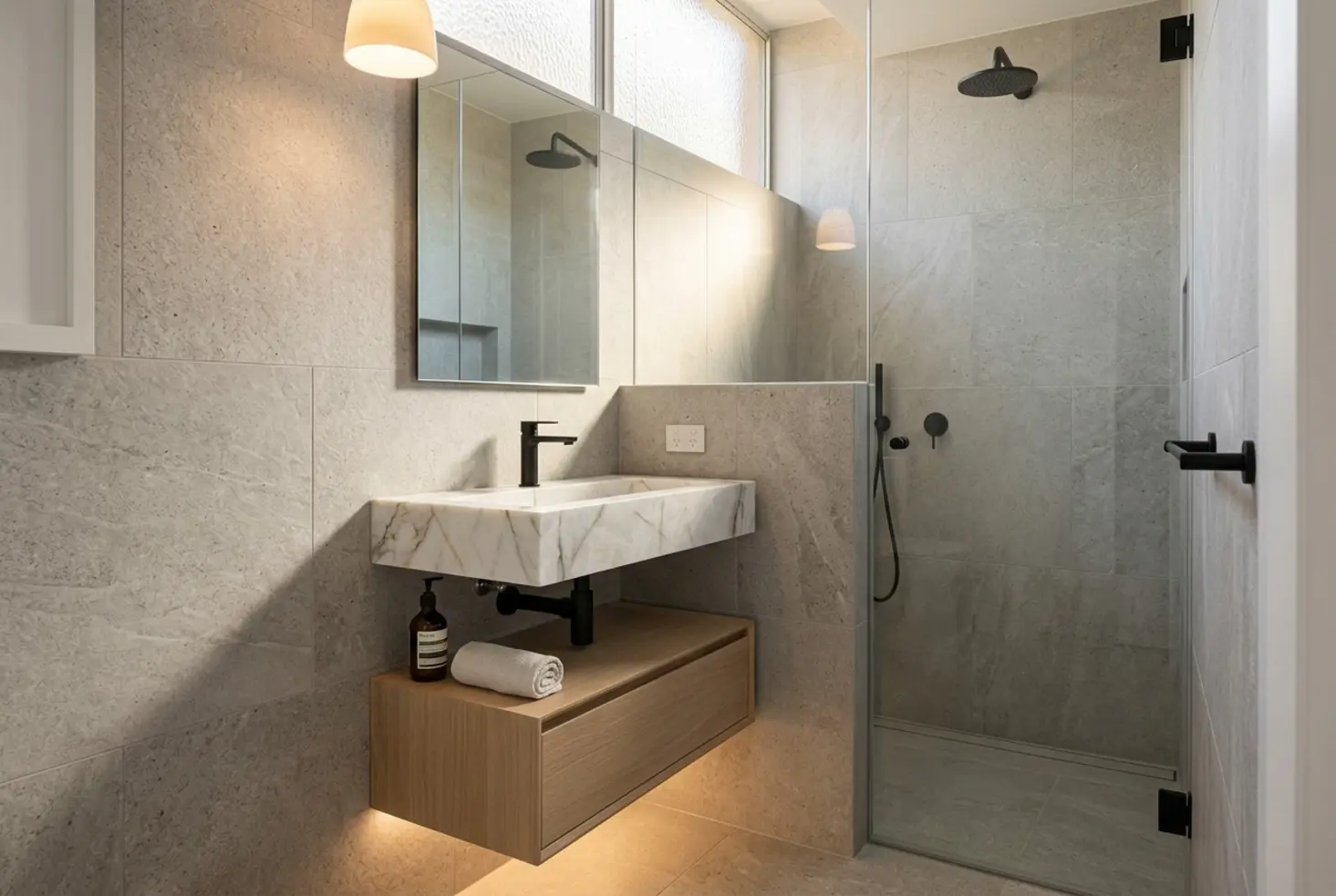Lavamanos compacto en un baño reformado con instalación cuidada