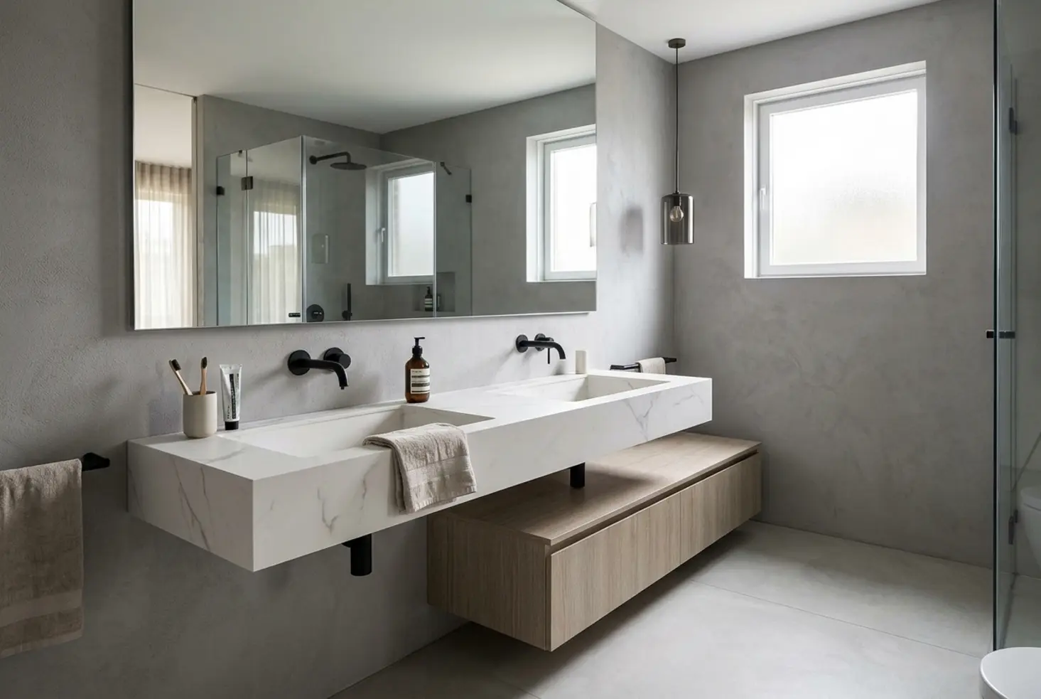 Baño pequeño con solución integrada que aprovecha mejor la superficie