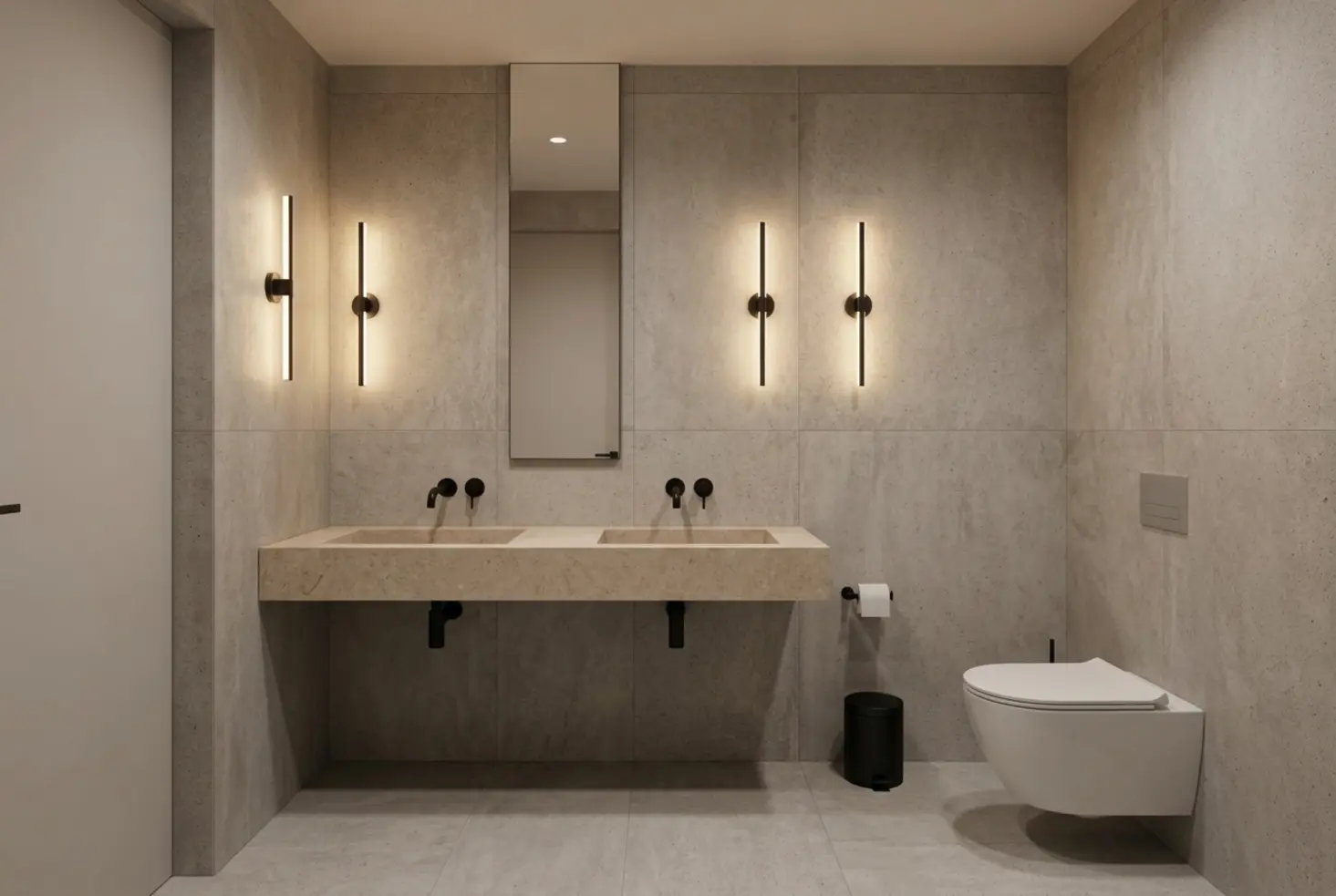 Lavabo pequeño en un aseo compacto con diseño elegante