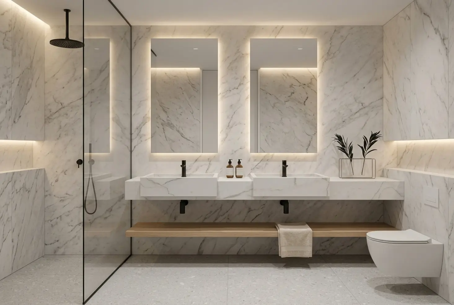 Baño pequeño con una solución de diseño elegante