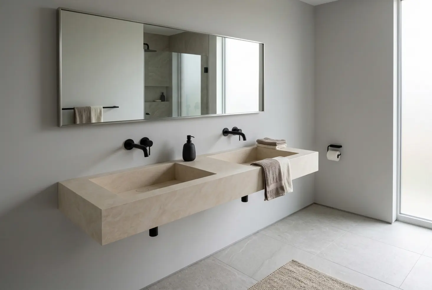 Lavamanos pequeño en un baño minimalista y funcional