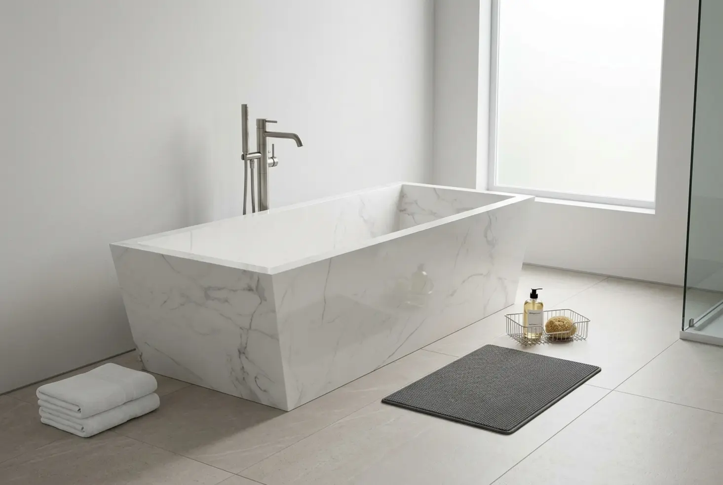 Mampara para bañera en un baño elegante y práctico
