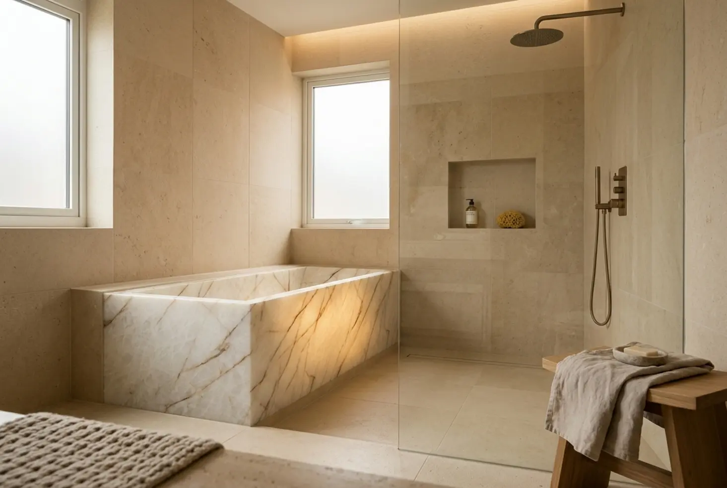 Mampara para bañera en un baño contemporáneo de tamaño medio