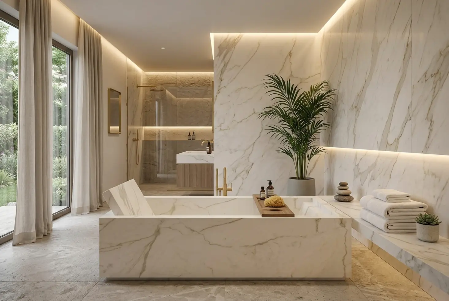 Baño de estilo spa con ambiente relajante