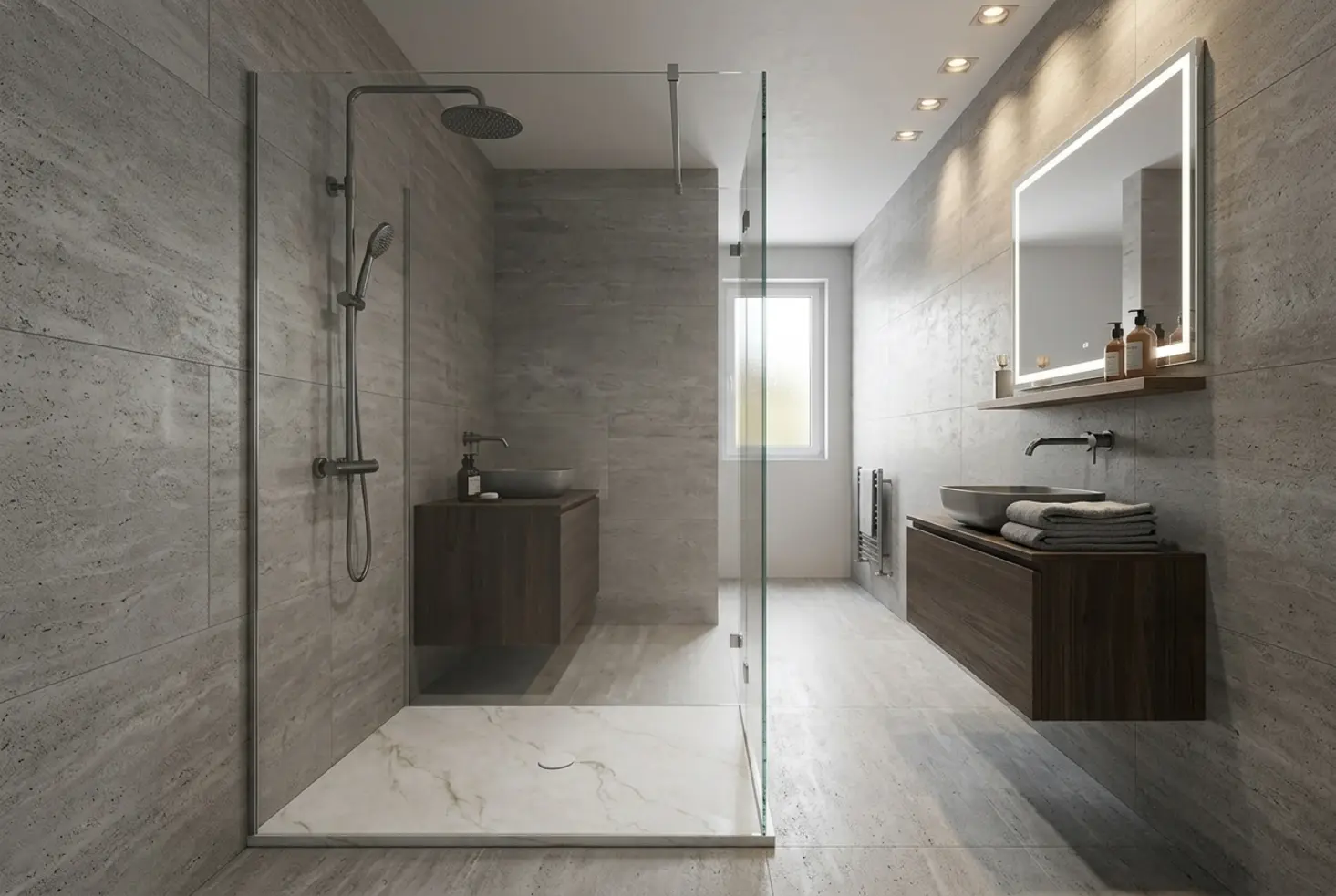 Baño moderno con zona de higiene integrada en una reforma